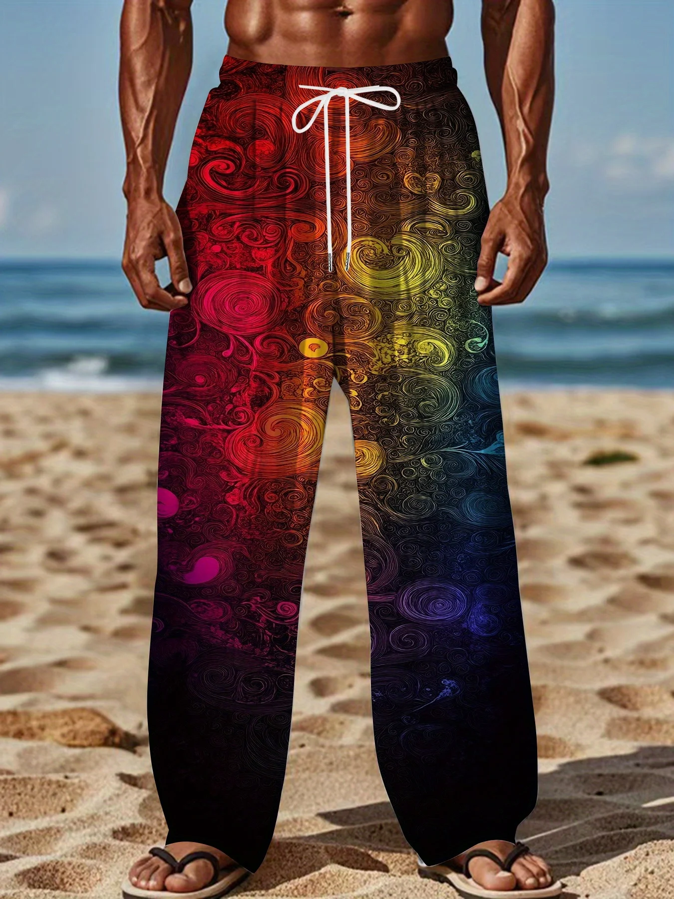 

High End Atmospheric Classic Print 2026 New Men's Pants and Women's 3D Color Series Casual Pants Y2K Street Couple Sports Pants