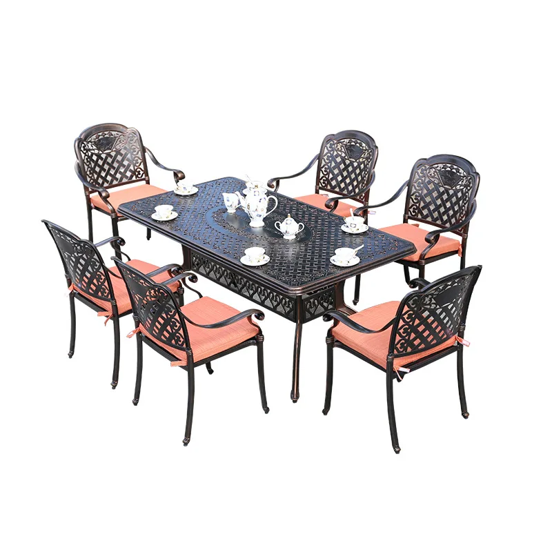 Outdoor cast aluminum tables and chairs three five-piece set Nordic simple balcony wrought iron table and chair combination Wate
