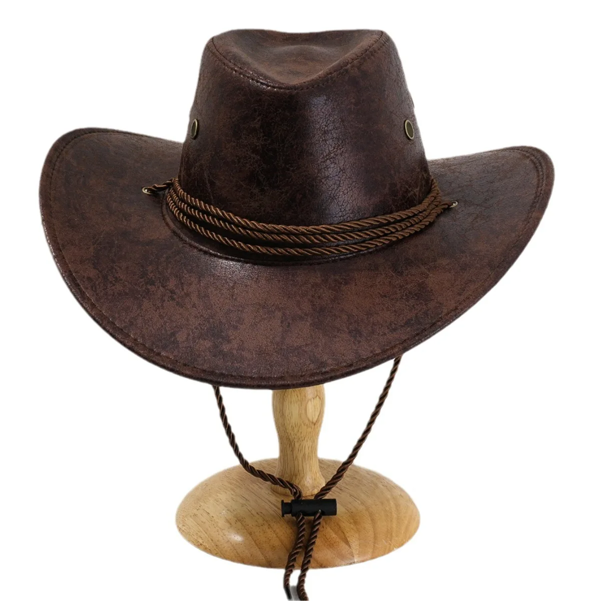 Neuer Cowboyhut Unisex Kunstleder Sonnenhut Wild Brim Panamahut Visierhüte Sombrero De Vaquero Occidental – Detail 2