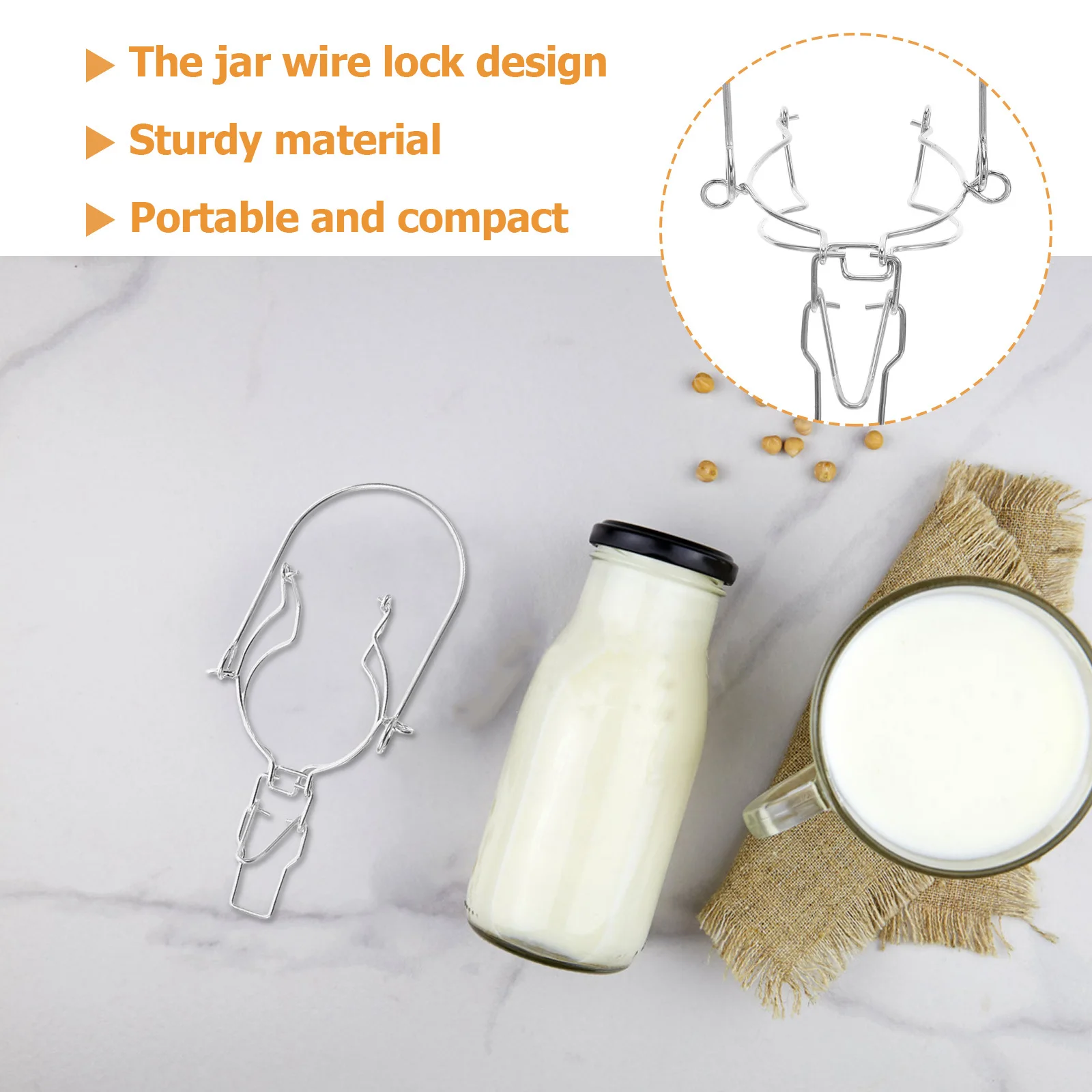 8 قطعة جرة الختم مشبك معدني الزجاج ميسون جرة سلك قفل السحابات لحفظ الطعام استبدال علب مانعة للتسرب #4
