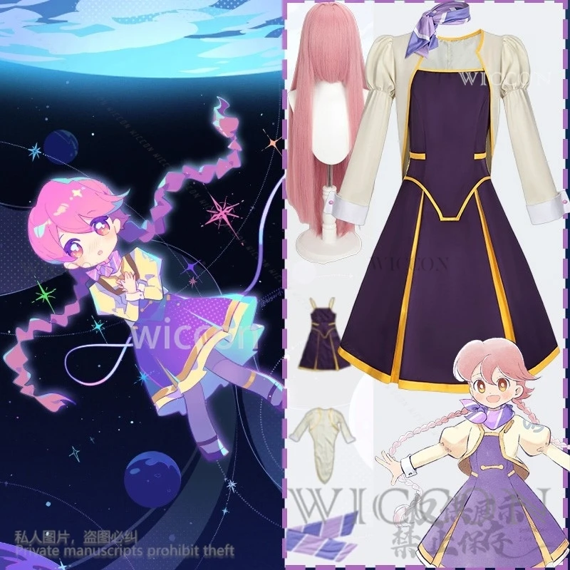

Anime Apocalypse Hotel Cosplay Yachiyo Costume Long Elegant Purple Skirt Kawaii Cute Lovely Lolita Silk Scarves Wigs Customized