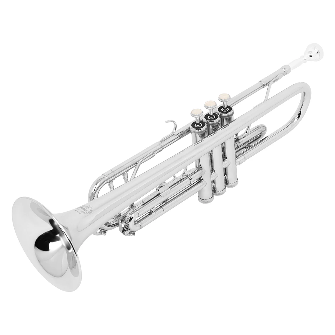 M MBAT Trumpet Bb B Flat Brass Silver-Painted Exquisite Durable Musical Instrument with Mouthpiece Gloves Strap Case