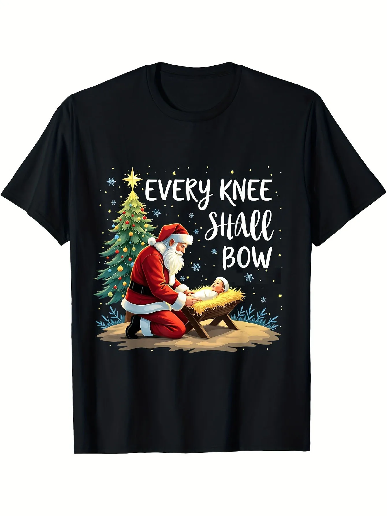 S & S Religious Christmas T-Shirt - Nativity Scene with Santa Claus and Jesus, 