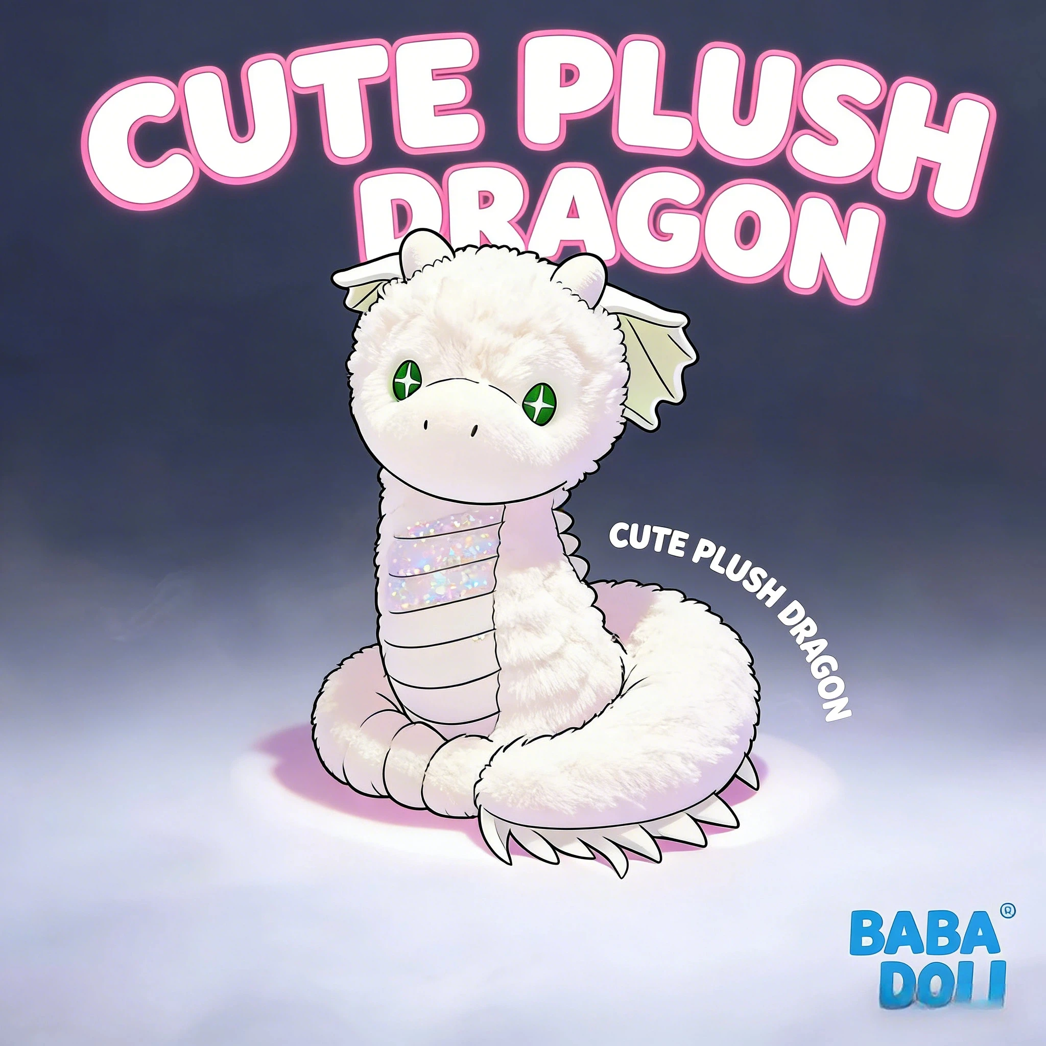 

Мягкая плюшевая игрушка-змея BABA DOLL с пушистыми перьями, белая, в виде зодиакальной змеи, подарок на день рождения для девочек и лучших подруг