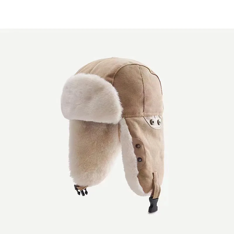 Protetor de orelha earmuff boné com punho gorro de inverno moda versátil bombardeiro chapéus beiraisless bonés na moda cúpula grossa acessório quente