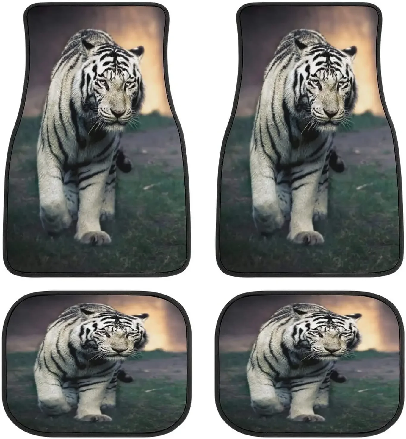 

Animal Tiger Car Mats Universal Drive Seat Carpet Vehicle Interior Protector Mats Funny Designs All-Weather Mats Fit Most Car Se