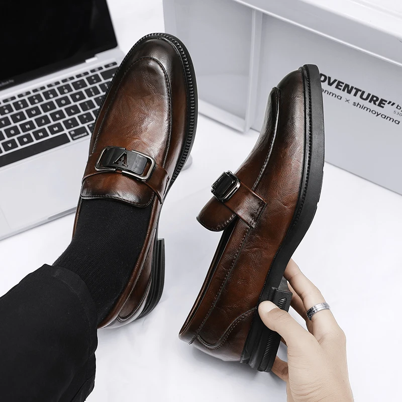 

Classic Brand Men's Genuine Leather Shoes Youth Casual Shoes Versatile Men's Business Shoes Anti Slip Loafers Free Delivery