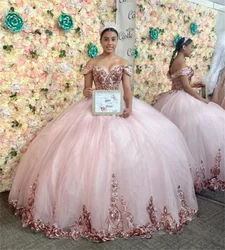 Luxury Pink Quinceanera Dresses Charro Sequin Vestidos Para 15 Quinceanera Xv Años Lace Up Birthday Party Pageant Customized