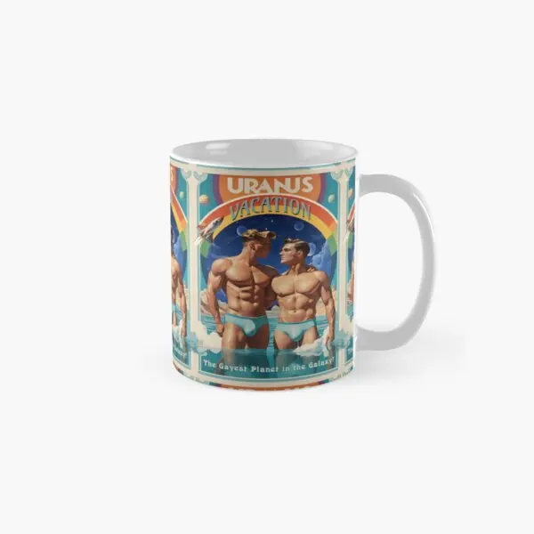 Uranus Vacation Art Nouveau Travel Poste  Mug Printed Image Design Handle Round Gifts Simple Picture Coffee Cup Drinkware Photo