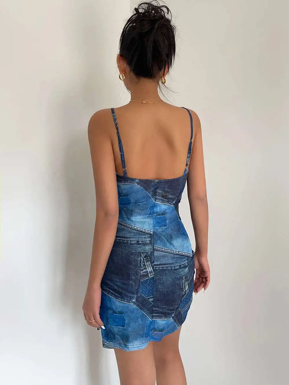 Estilo dopamina americano y2k picante menina dupla camada alta malha elástica envoltório hip vestido fino estilingue high street vestido curto 7dni