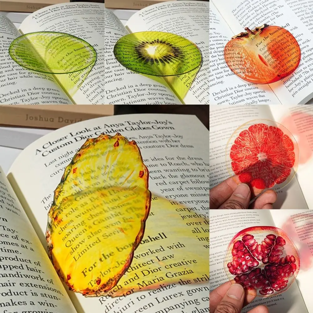 New Refractive Color Acrylic Bookmark Simulation Fruit Funny Translucent Bookmark Cute Cartoon Fruit Bookmark Note Marker