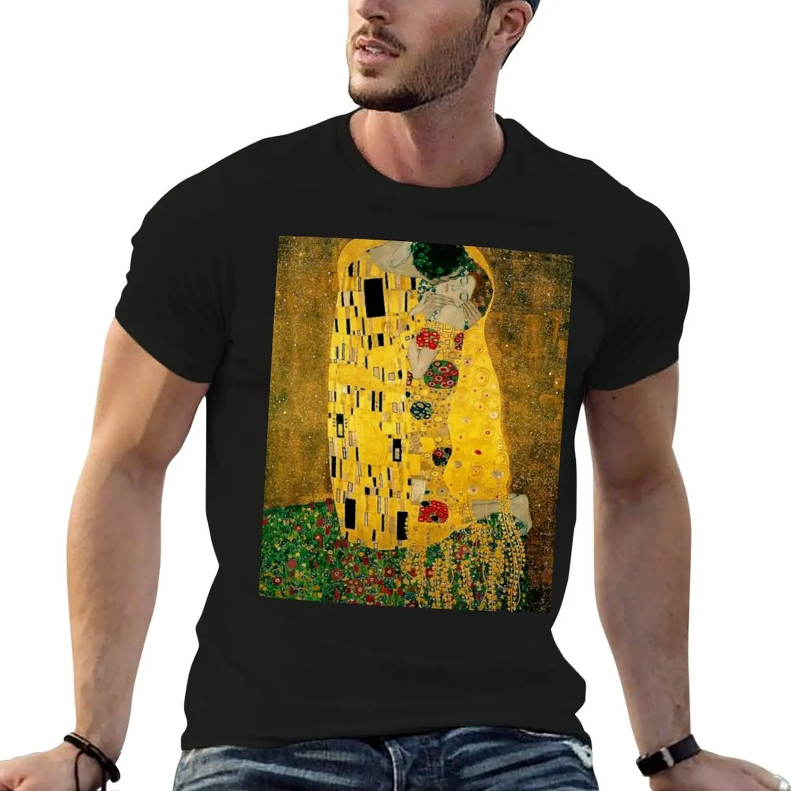 The Kiss by Gustav Klimt|Liebespaar - The Lovers T-Shirt man t shirts graphic funny t shirts cotton T-Shirt