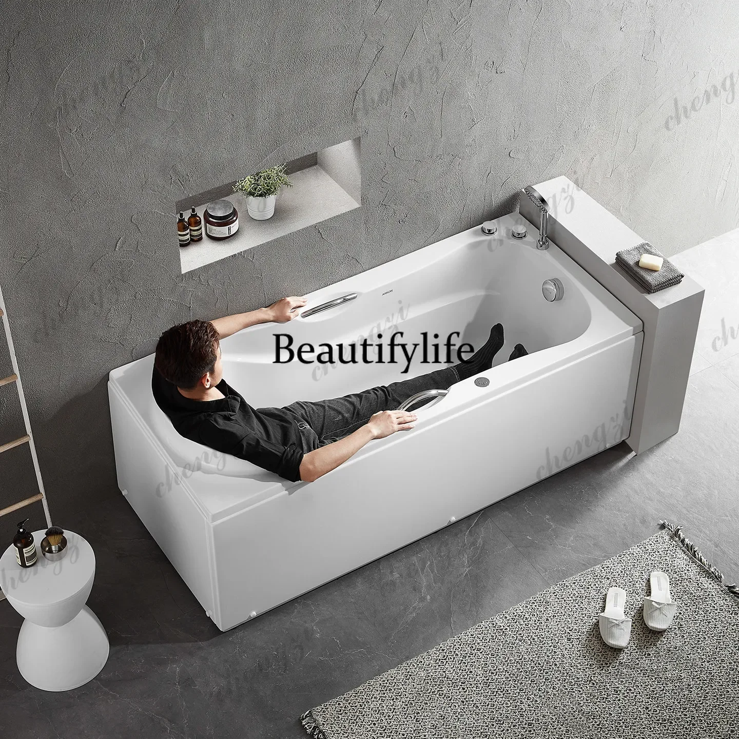 Bathtub single acrylic bubble massage household small apartment adult bath tub