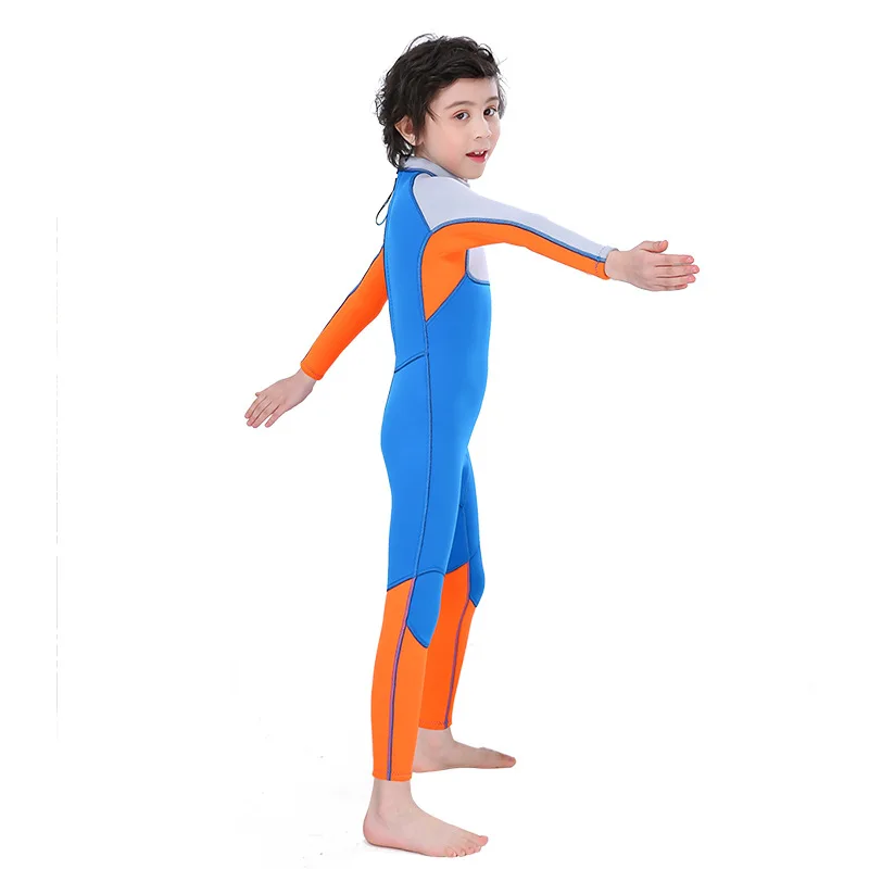 Boys' 3mm Neoprene Long-sleeve Diving Suit Wetsuit Full-body Winter Warm Swimsuit for Kids Surfing Swimming Water Sports