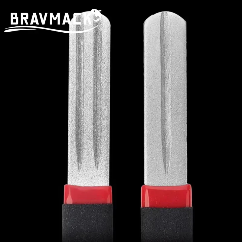 BRAVMACK 1 قطعة المحمولة مزدوجة الأخدود الصيد هوك مبراة أداة في الهواء الطلق طحن شحذ معدات صيد الأسماك شحذ الجهاز #4