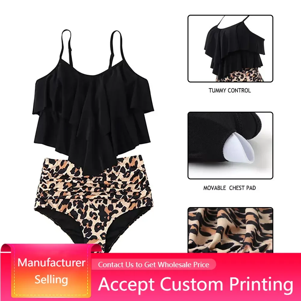 Sexy Bikini 2022 Plus Size Bathing Suit Swimsuit Female Tummy Control Beachwear Halter Ruffle Bikini Set Women Bikini Swimwear