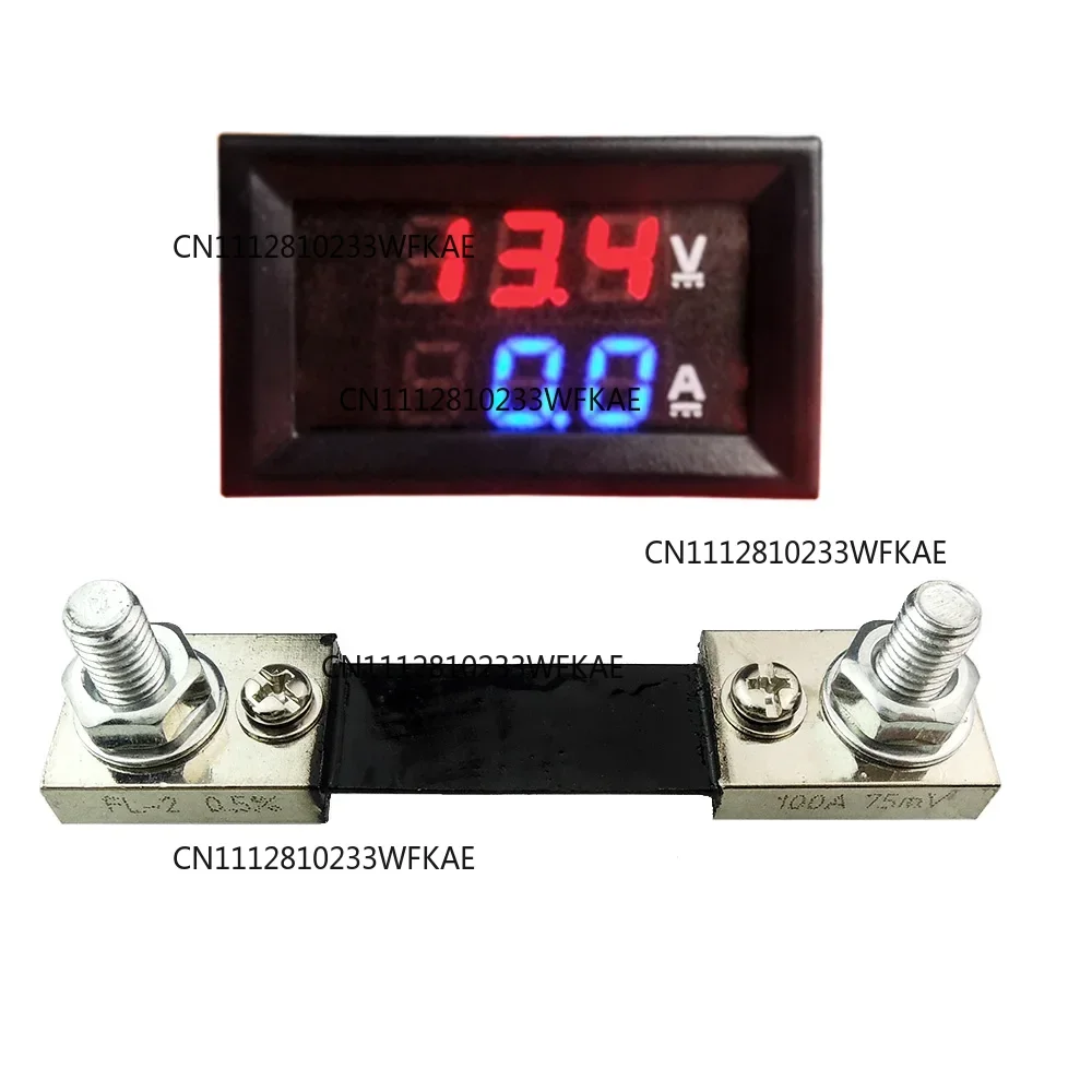 DC 100V 100A Dual Digital Blue Red LED Display Current Voltmeter Ammeter Multimeter Panel Tester Volt Meter Gauge Monitor Shunt