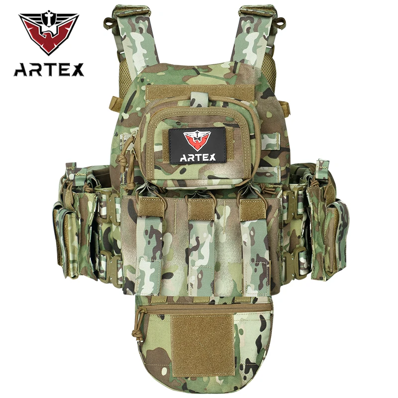 ARTEX Tactical Training Vest with PALS System - Multi-Pocket Adjustable Straps Quick-Release Buckle for Hunting