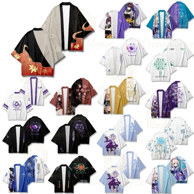 Anime Genshin Impact Kimono Cloak Sangonomiya Kokomi Raiden Shogun Cosplay Costumes Haori Kids Boys Cardigan Jacket Pajamas