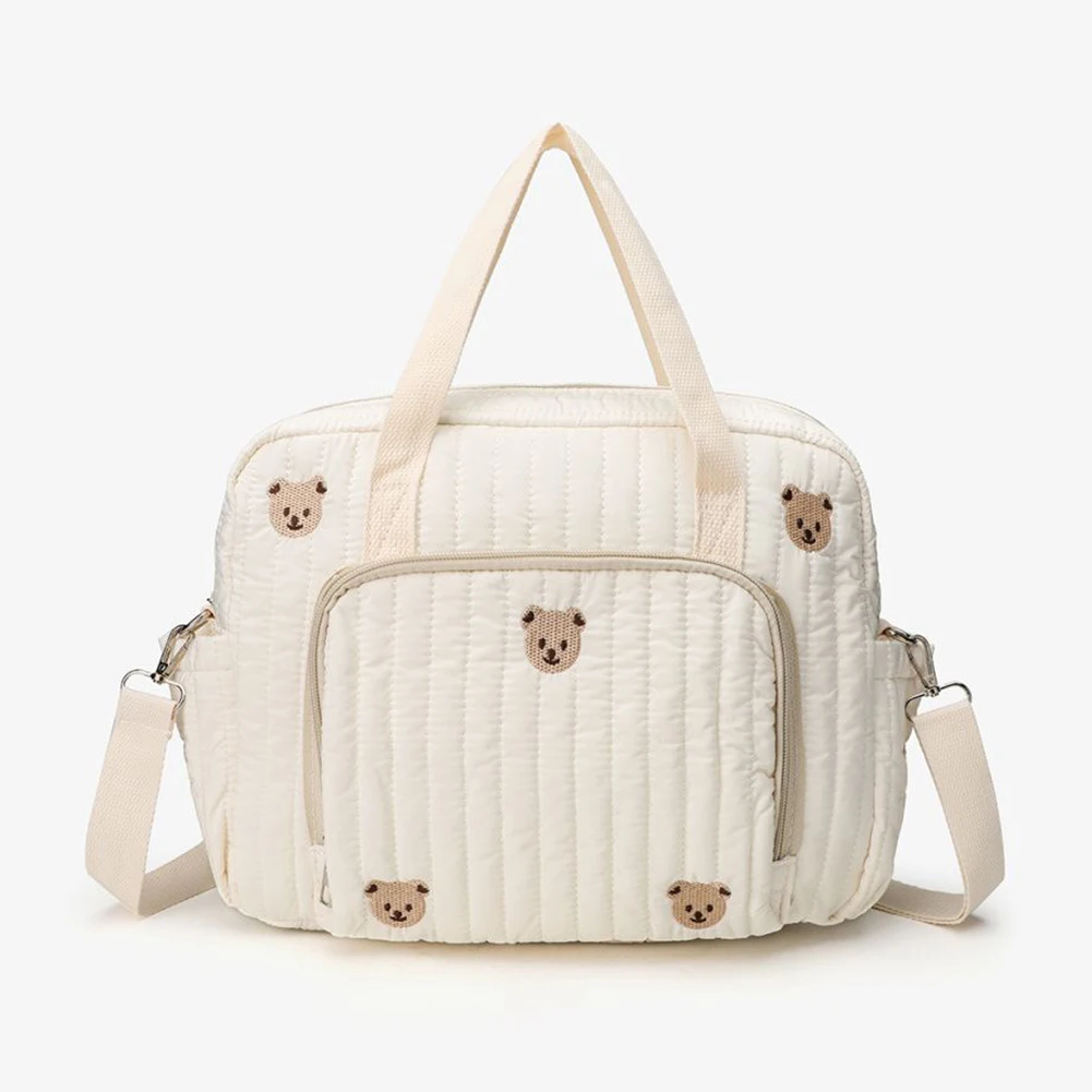 Borsa tote multiuso trapuntata con orso/fiore Borsa premaman a tracolla multifunzionale Borsa a tracolla messenger con tracolla regolabile Borsa per bagagli