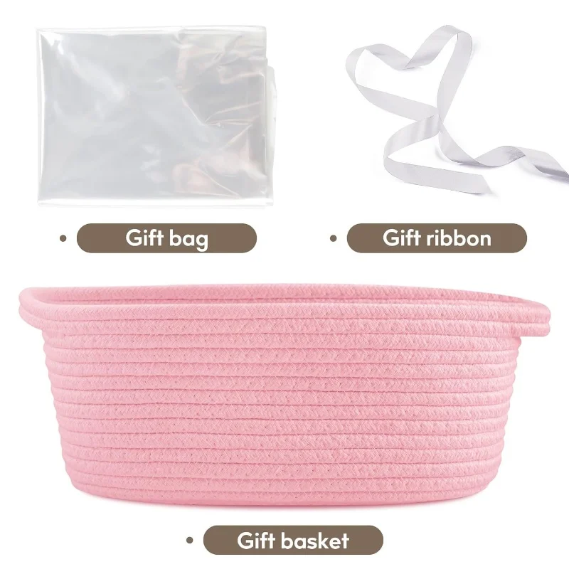 2024 Small Woven Easter Basket with Gift Bags Ribbons Durable Baskets Empty Small gift  wedding gifts for guests party favors