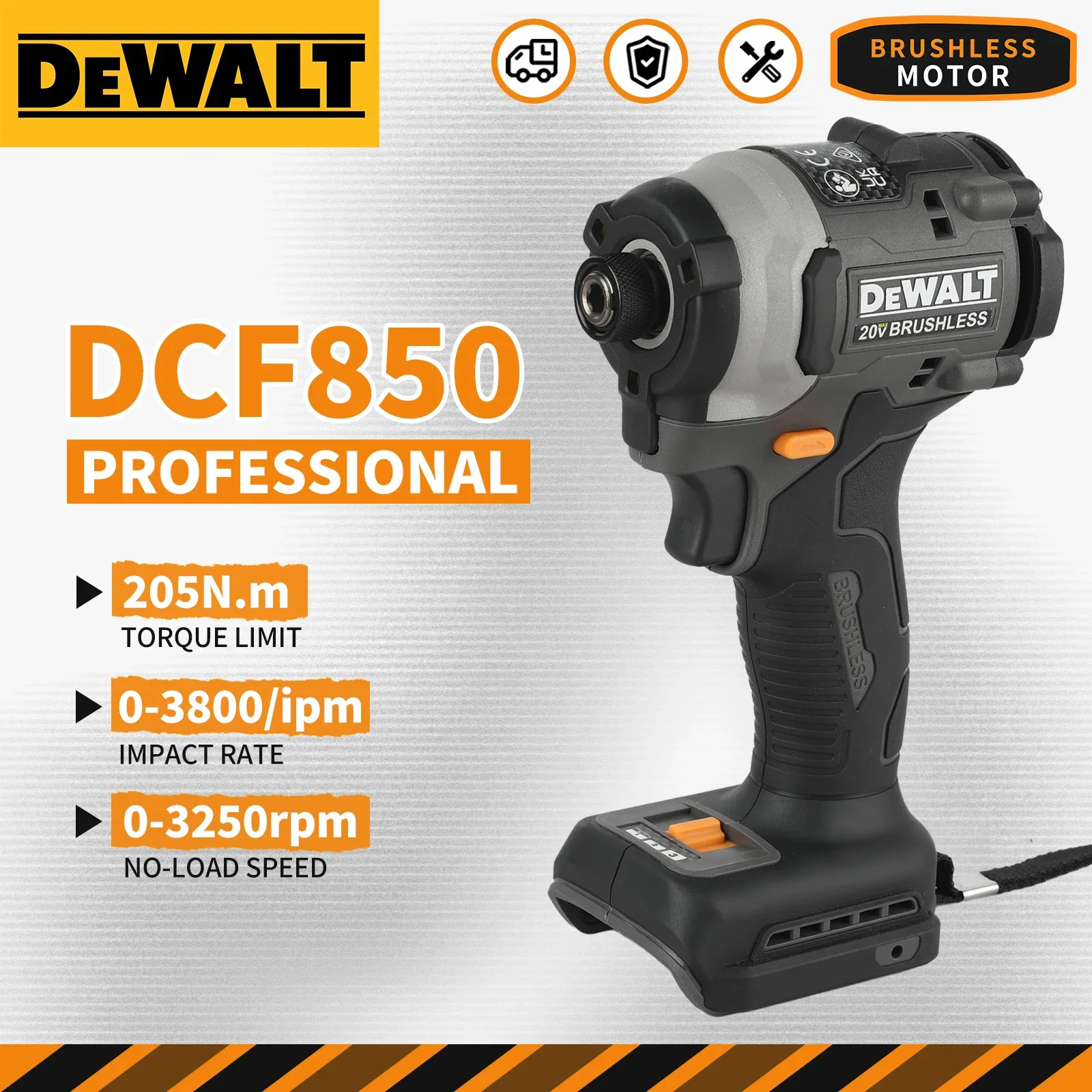 DEWALT DCF85M McLaren Edition 20V Brushless Impact Driver 205Nm 6.0Ah Li-ion Battery Auto Repair Screw Tool