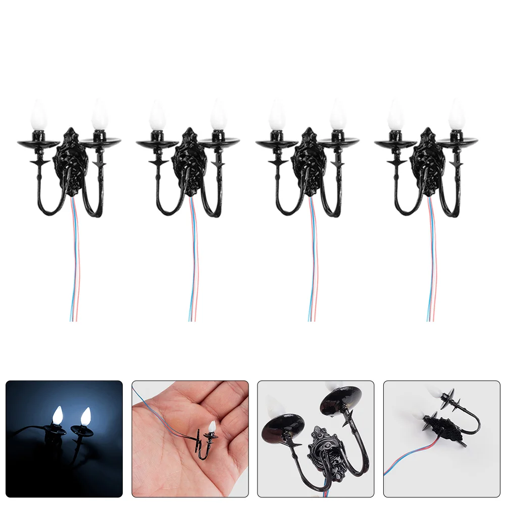 4 Pcs Model Wall Lamp Decor Mini Stainless Steel Plus Abs Miniature Figurines for Crafts