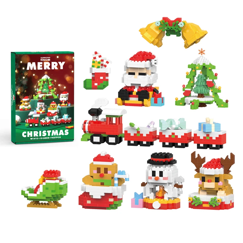 Christmas Gifts Micro Building Block Set Santa Claus Reindeer Puzzle Assembling Bricks Table Xmas Decoration Toys Children Kids