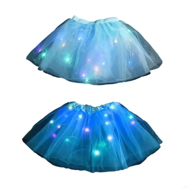 16FE Girls Glowing Tulle Skirt LED Ballet Performance Dress Toddler Girls Angel Cos-play Pettiskirt Children Dress