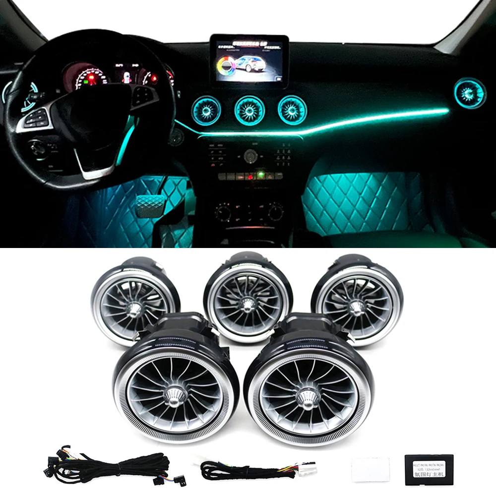 

New Nozzle EQS Car 12 Color LED Air Condition Turbine Outlet Air Vent For Mercedes Benz A B CLA GLA Class W117 W156 W176 W246