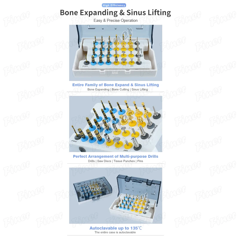 29pcs Osseodensification Burs Kit Dental Implant Drills with Tissue Punch Bone Saw Disk Membrane Diamond Coated Bur Drills