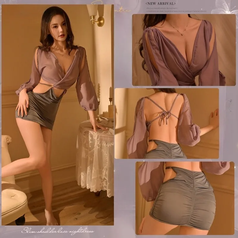 Ropa interior erótica 2025 nueva tentación Sexy sin separación uniforme sexual de pasión puro deseo viento fecha pasión tentación conjunto