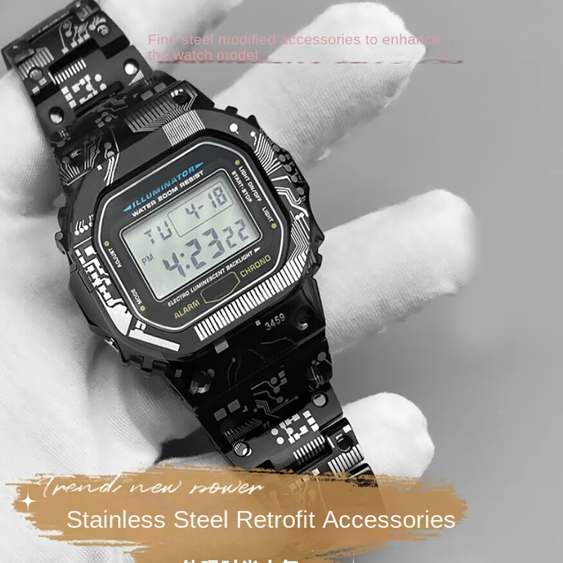 For Casio G-SHOCK DW5600 metal mod kit GW-M5610 G-5600U GW-B5600 Titanium strap case stainless steel circuit board set watchpart