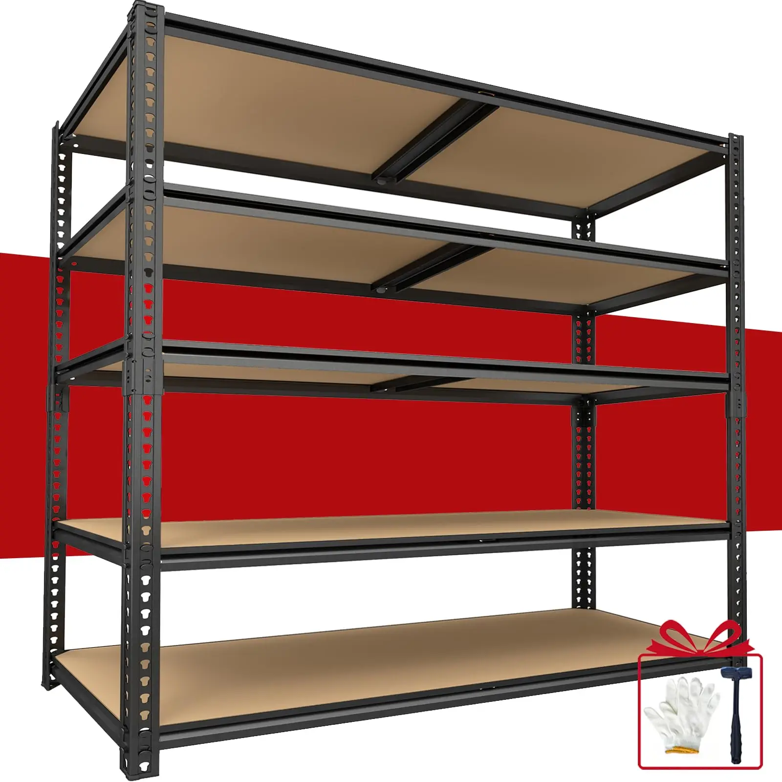 Garage Racks for Storage，5-Tier Adjustable Garage Shelving Storage Shelves,2400LBS Capacity Heavy Duty Shelving for