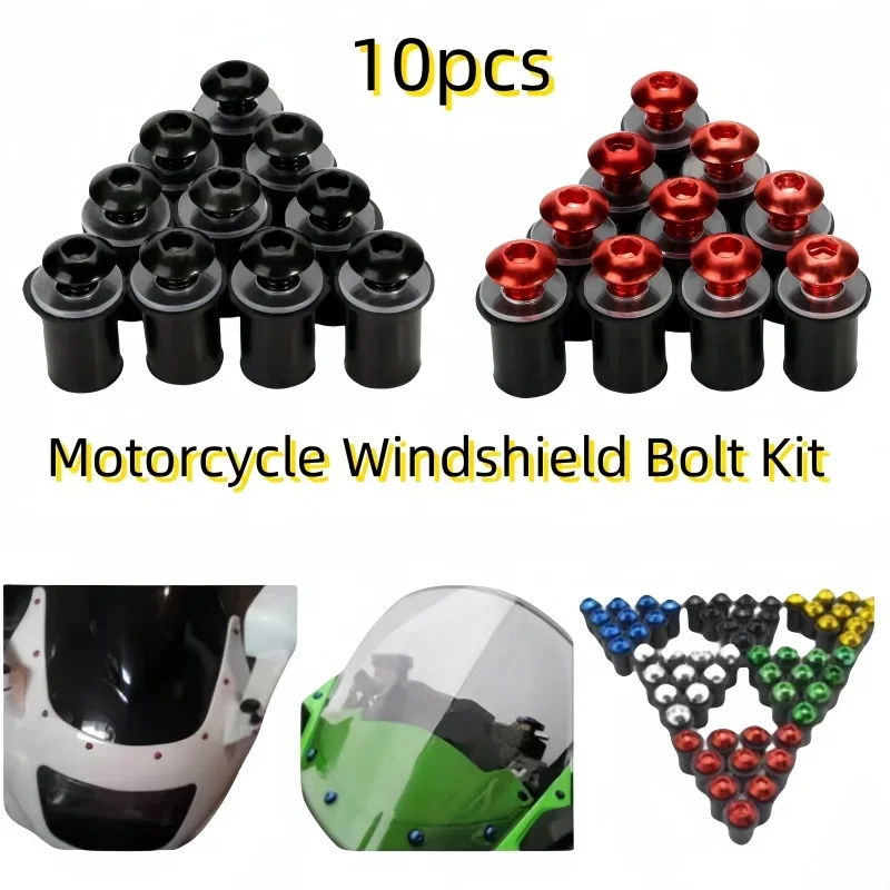 

10Pcs Aluminum Motorcycle M5 CNC Windscreen Windshield Screw Bolts Nuts Fastener Mounting