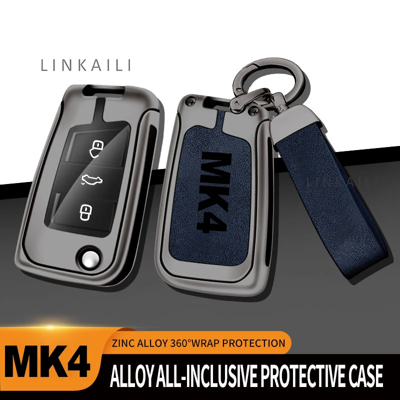 Suitable for Volkswagen GOLF 4 MK4 zinc alloy genuine leather high-end car keychain car metal key shell interior accessories