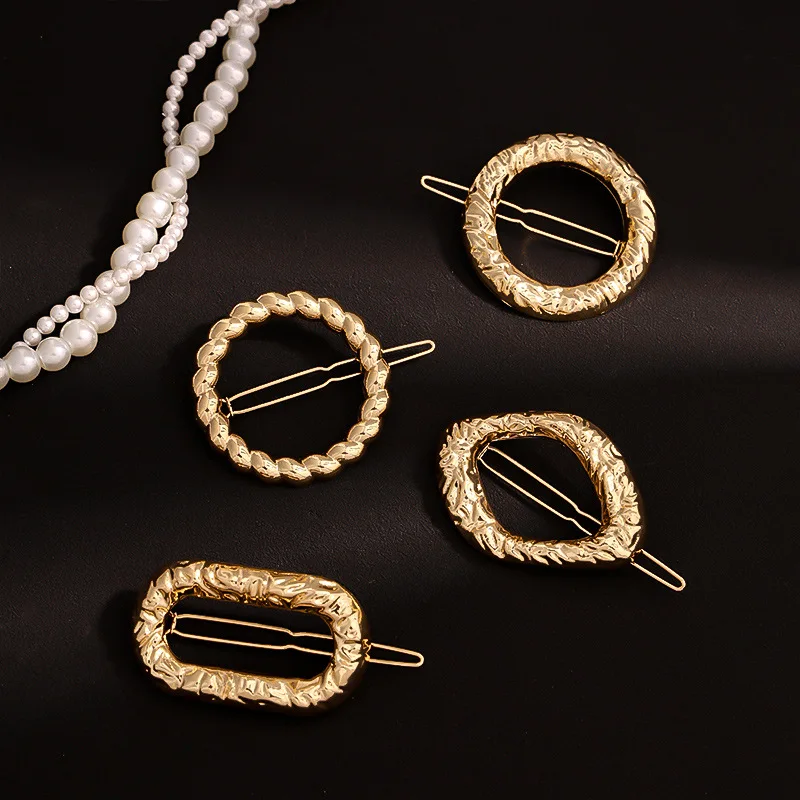 Fashion Metal Geometric Hollow Hair Clip Heart Round Barrette for Women Girls Sweet Hairpin Hairgrip Hair Accessories T022