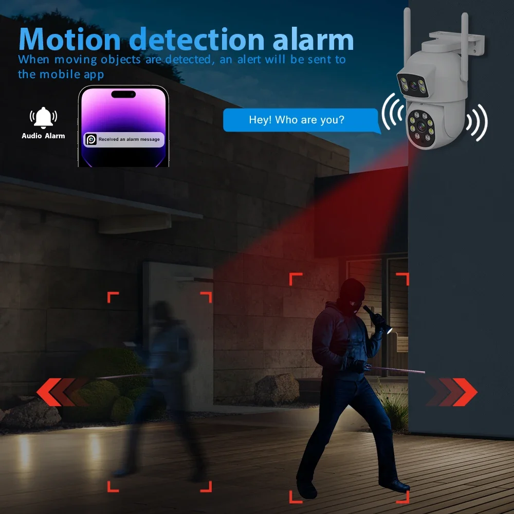 Imagem -04 - Wifi Câmera ip ao ar Livre 4x Zoom Três Lente Telas Duplas 6mp Cctv Câmera de Vídeo Rastreamento Automático Proteção Segurança Vigilância 4k 8mp