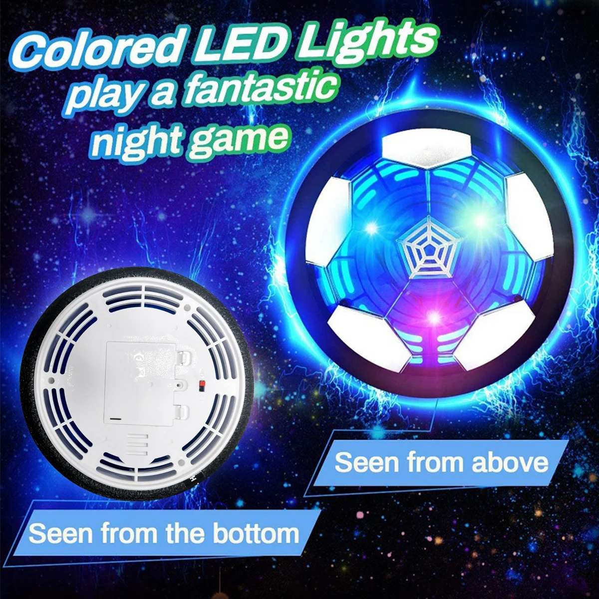 Hover Soccer Ball Kids Toy Indoor Floating Football with LED Light and Safe Bumper, Chritmas Gifts for Age 3+ Years Old Boys Gir