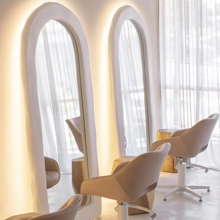 

Salon hairstylist mirror elliptical LED wall mounted