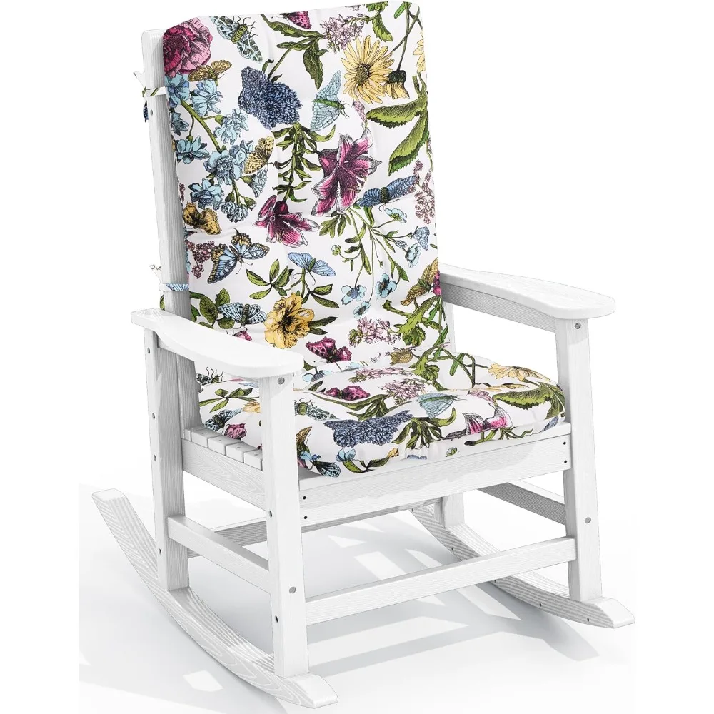

Негабаритное уличное кресло-качалка с подушкой, кресла-качалки для патио на крыльце, белый рокер + подушка с цветком