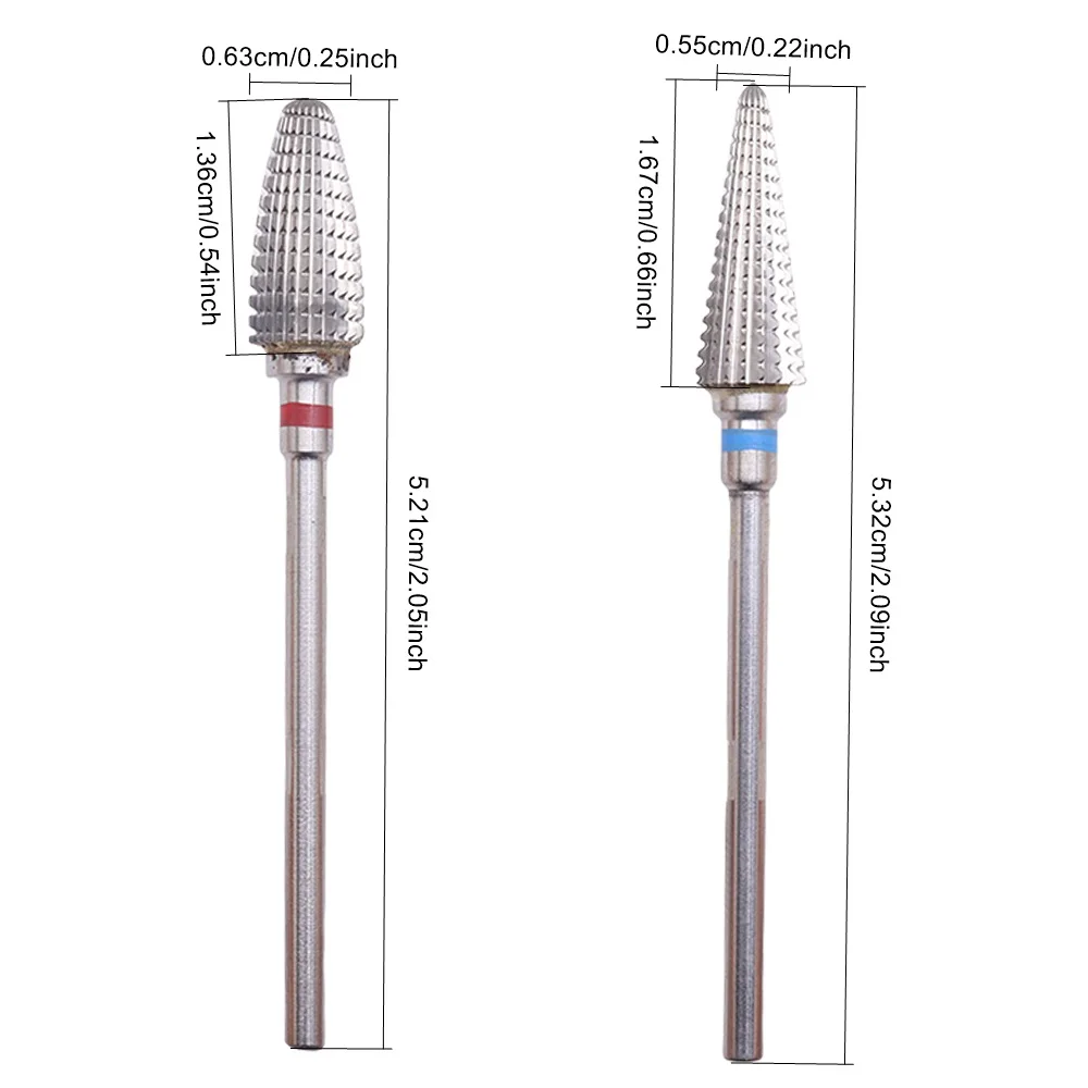 Brocas de aço de tungstênio para unhas, brocas de carboneto de 3/32 '', remoção rápida para manicure, pedicure e polimento de cutícula