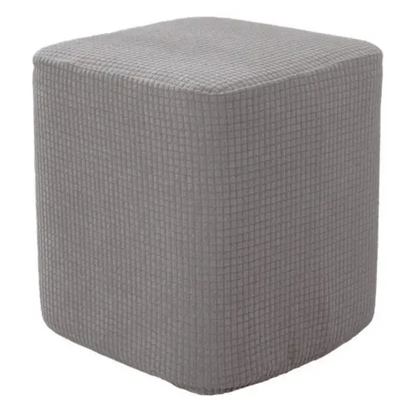 2X Jacquard Polyester Square Ottoman Covers Footstool Slipcover for Room Gray