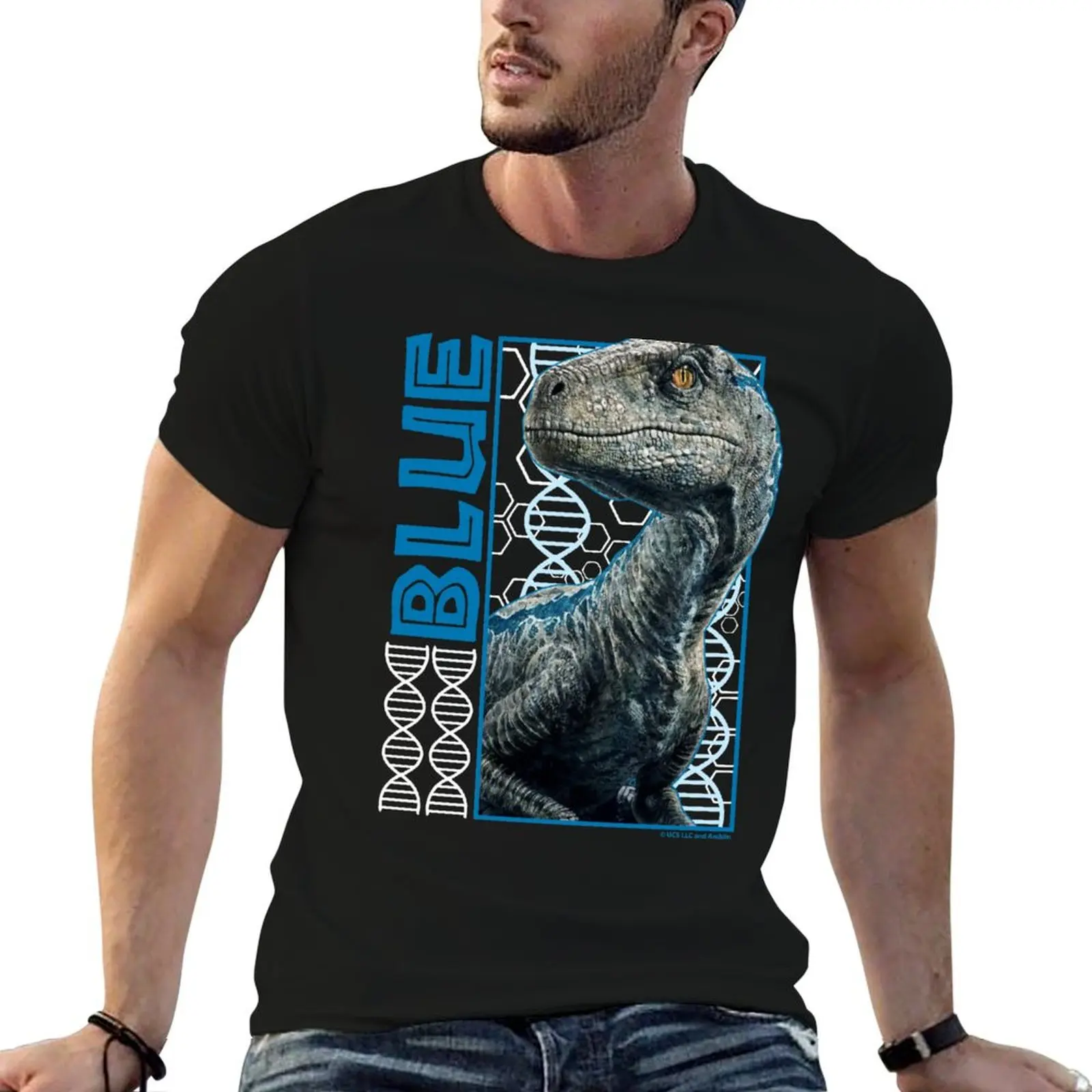 Jurassic World - Blue Fan Art Graphic T-Shirt Tough Fabric Work Tee