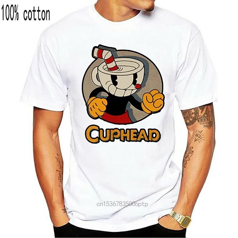 

New Men Shirt Cuphead Circle Shadow Profile Vintage Graphic T Shirt