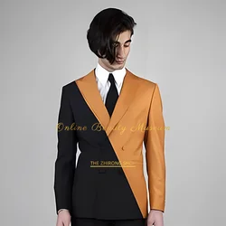 Men's Two-tone  2 Piece Suit, Double Breasted Jacket and Black Pants,  Wedding Cocktail Party Movie Festival Midsummer Tuxedo