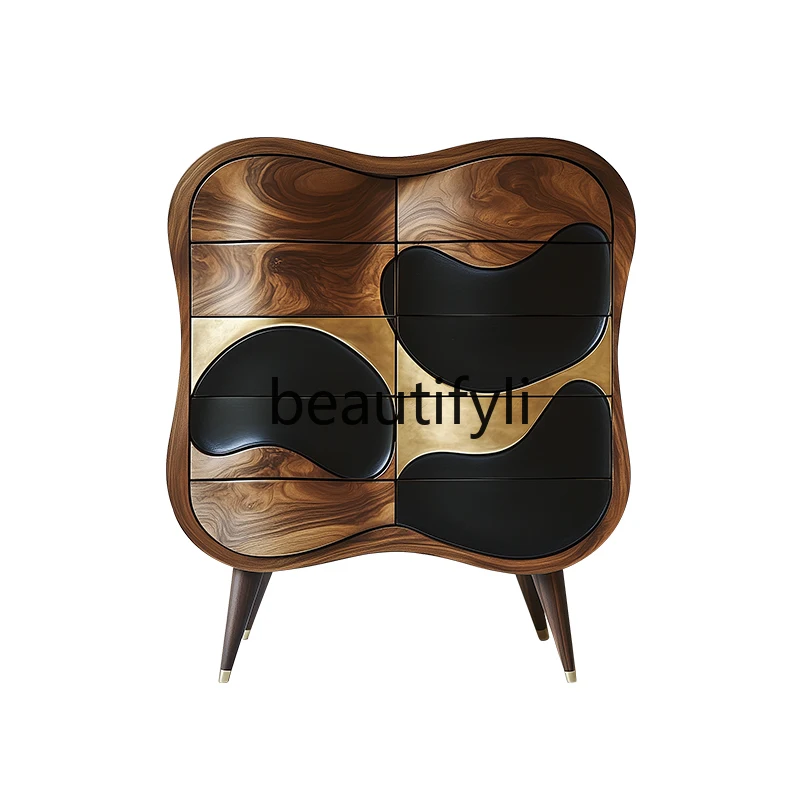 

Solid wood bedroom jewelry cabinet Italian minimalist living room wall drawer cabinet storage side cabinet
