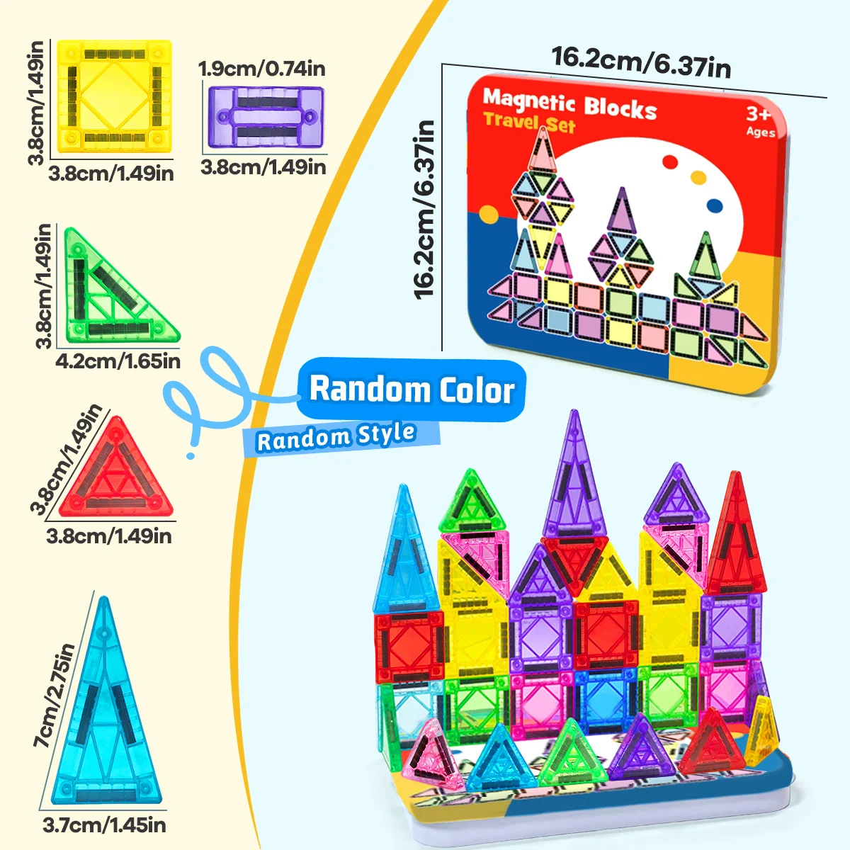 26/38/62PCS Magnetic Building Blocks Construction Set DIY Montessori Sensory Educational Toy For Kids Gifts With Iron Box