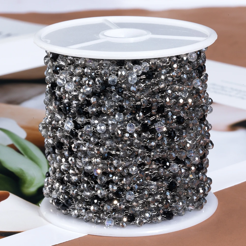 1Meter Stainless Steel Gray Beads Chain For Necklace Bracelet DIY Jewelry Making Supplies
