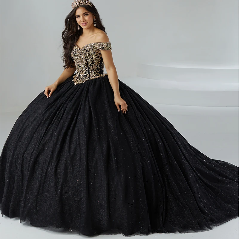 Abiti Quinceanera con spalle scoperte Vestidos De 15 aecos con mantelle quinceaeceras abito da ballo in cristallo di compleanno muslimate